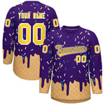 Custom Purple Gold Ice Cream Pattern Personalized V-Neck Hockey Jersey | BuyFootballJersey