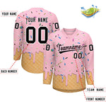 Custom Light Pink Black Ice Cream Pattern Personalized V-Neck Hockey Jersey | BuyFootballJersey