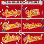 Custom Red Gold Ice Cream Pattern Personalized V-Neck Hockey Jersey | BuyFootballJersey