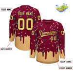 Custom Crimson Khaki Ice Cream Pattern Personalized V-Neck Hockey Jersey | BuyFootballJersey