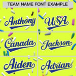 Custom Fluorescent Green Royal Blue Ice Cream Pattern Personalized V-Neck Hockey Jersey | BuyFootballJersey