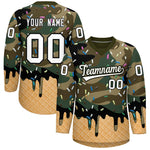 Custom Camo White Ice Cream Pattern Personalized V-Neck Hockey Jersey | BuyFootballJersey