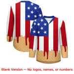 Custom American Flag White Ice Cream Pattern Personalized V-Neck Hockey Jersey | BuyFootballJersey