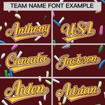 Custom Burgundy Gold Ice Cream Pattern Personalized V-Neck Hockey Jersey | BuyFootballJersey