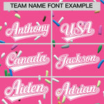 Custom Pink White Ice Cream Pattern Personalized V-Neck Hockey Jersey | BuyFootballJersey