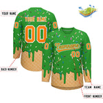 Custom Light Green Orange Ice Cream Pattern Personalized V-Neck Hockey Jersey | BuyFootballJersey