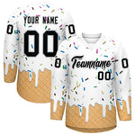 Custom White Black Ice Cream Pattern Personalized V-Neck Hockey Jersey | BuyFootballJersey
