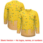 Custom Gold Purple Ice Cream Pattern Personalized V-Neck Hockey Jersey | BuyFootballJersey