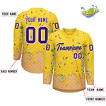 Custom Gold Purple Ice Cream Pattern Personalized V-Neck Hockey Jersey | BuyFootballJersey