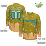 Custom Old Gold Teal Ice Cream Pattern Personalized V-Neck Hockey Jersey | BuyFootballJersey