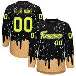 Custom Black Fluorescent Green Ice Cream Pattern Personalized V-Neck Hockey Jersey | BuyFootballJersey