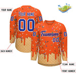 Custom Orange Royal Blue Ice Cream Pattern Personalized V-Neck Hockey Jersey | BuyFootballJersey