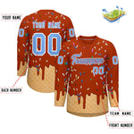 Custom Dark Orange Light Blue Ice Cream Pattern Personalized V-Neck Hockey Jersey | BuyFootballJersey