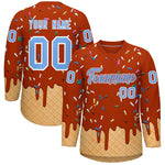 Custom Dark Orange Light Blue Ice Cream Pattern Personalized V-Neck Hockey Jersey | BuyFootballJersey