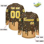 Custom Light Brown Gold Ice Cream Pattern Personalized V-Neck Hockey Jersey | BuyFootballJersey