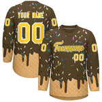 Custom Light Brown Gold Ice Cream Pattern Personalized V-Neck Hockey Jersey | BuyFootballJersey