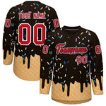 Custom Brown Red Ice Cream Pattern Personalized V-Neck Hockey Jersey | BuyFootballJersey