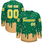 Custom Kelly Green Gold Ice Cream Pattern Personalized V-Neck Hockey Jersey | BuyFootballJersey