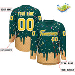 Custom Midnight Green Gold Ice Cream Pattern Personalized V-Neck Hockey Jersey | BuyFootballJersey
