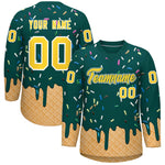 Custom Midnight Green Gold Ice Cream Pattern Personalized V-Neck Hockey Jersey | BuyFootballJersey