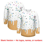 Custom White Royal Blue Ice Cream Pattern Personalized V-Neck Hockey Jersey | BuyFootballJersey