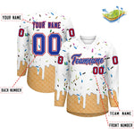 Custom White Royal Blue Ice Cream Pattern Personalized V-Neck Hockey Jersey | BuyFootballJersey
