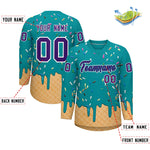 Custom Teal Purple Ice Cream Pattern Personalized V-Neck Hockey Jersey | BuyFootballJersey