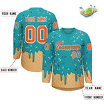 Custom Aqua Orange Ice Cream Pattern Personalized V-Neck Hockey Jersey | BuyFootballJersey
