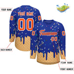 Custom Royal Blue Orange Ice Cream Pattern Personalized V-Neck Hockey Jersey | BuyFootballJersey