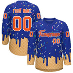 Custom Royal Blue Orange Ice Cream Pattern Personalized V-Neck Hockey Jersey | BuyFootballJersey