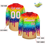 Custom Rainbow White Ice Cream Pattern Personalized V-Neck Hockey Jersey | BuyFootballJersey
