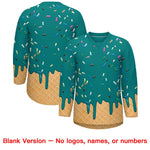 Custom Teal Silver Ice Cream Pattern Personalized V-Neck Hockey Jersey | BuyFootballJersey