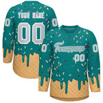 Custom Teal Silver Ice Cream Pattern Personalized V-Neck Hockey Jersey | BuyFootballJersey