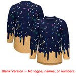 Custom Navy Powder Blue Ice Cream Pattern Personalized V-Neck Hockey Jersey | BuyFootballJersey