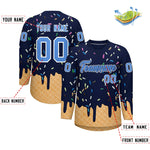Custom Navy Powder Blue Ice Cream Pattern Personalized V-Neck Hockey Jersey | BuyFootballJersey