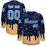 Custom Navy Powder Blue Ice Cream Pattern Personalized V-Neck Hockey Jersey | BuyFootballJersey