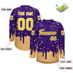 Custom Purple Gold Ice Cream Pattern Personalized V-Neck Hockey Jersey | BuyFootballJersey