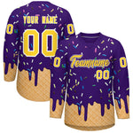 Custom Purple Gold Ice Cream Pattern Personalized V-Neck Hockey Jersey | BuyFootballJersey