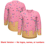 Custom Light Pink Black Ice Cream Pattern Personalized V-Neck Hockey Jersey | BuyFootballJersey