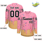 Custom Light Pink Black Ice Cream Pattern Personalized V-Neck Hockey Jersey | BuyFootballJersey