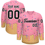 Custom Light Pink Black Ice Cream Pattern Personalized V-Neck Hockey Jersey | BuyFootballJersey