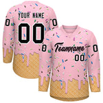 Custom Light Pink Black Ice Cream Pattern Personalized V-Neck Hockey Jersey | BuyFootballJersey