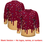 Custom Crimson Khaki Ice Cream Pattern Personalized V-Neck Hockey Jersey | BuyFootballJersey