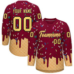 Custom Crimson Khaki Ice Cream Pattern Personalized V-Neck Hockey Jersey | BuyFootballJersey