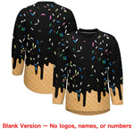Custom Black Crimson Ice Cream Pattern Personalized V-Neck Hockey Jersey | BuyFootballJersey