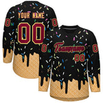 Custom Black Crimson Ice Cream Pattern Personalized V-Neck Hockey Jersey | BuyFootballJersey