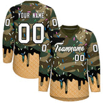 Custom Camo White Ice Cream Pattern Personalized V-Neck Hockey Jersey | BuyFootballJersey