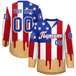 Custom American Flag White Ice Cream Pattern Personalized V-Neck Hockey Jersey | BuyFootballJersey