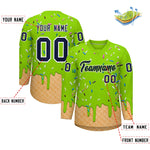 Custom Neon Green Navy Ice Cream Pattern Personalized V-Neck Hockey Jersey | BuyFootballJersey