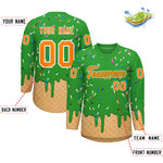 Custom Light Green Orange Ice Cream Pattern Personalized V-Neck Hockey Jersey | BuyFootballJersey